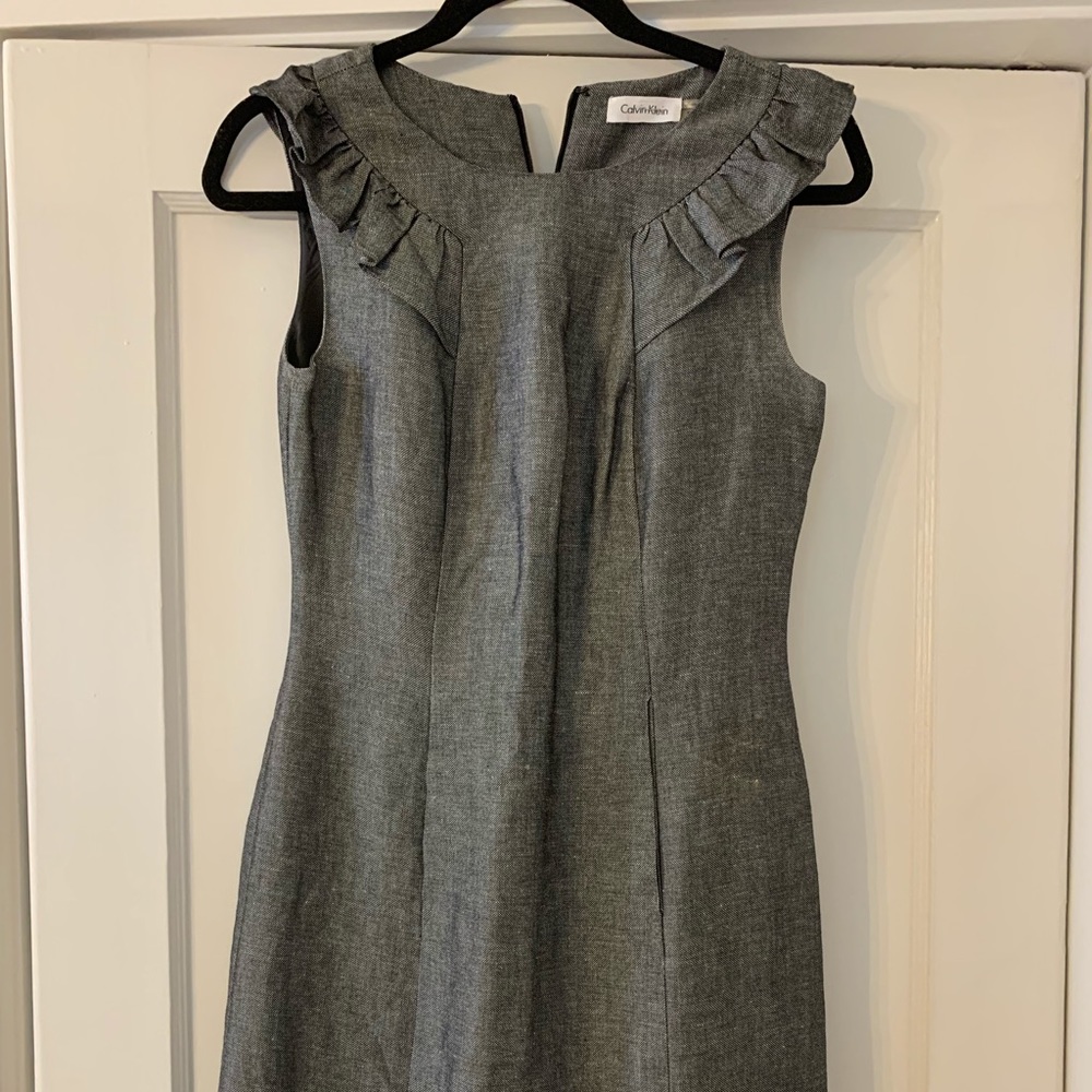 Calvin Klein ruffle neck  suit dress.